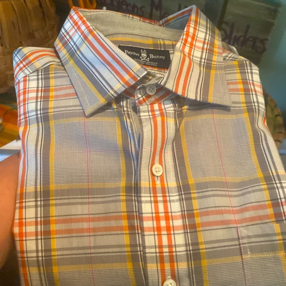 NWTO Psycho Bunny by Robert Godley Plaid Button Down Dress Shirt - Size Large